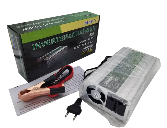 10A Charge - 1000 watt Analog Inverter and Charger - DC 12V to AC 230V - Jongfa